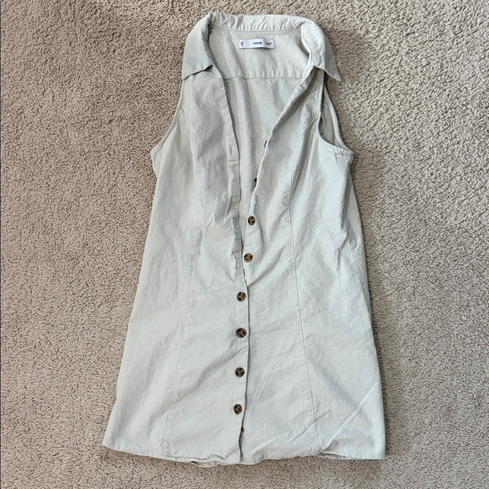 Mango Sleeveless Button Down Mini Dress